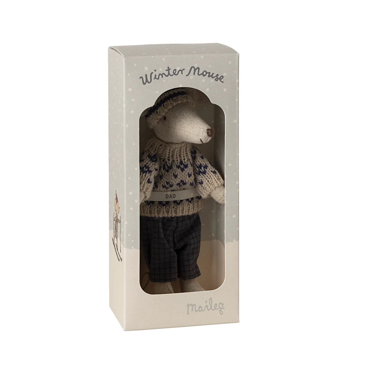 Wintermaus mit Skiset in Box, niedliche Wintermaus-Doll für Kinder, Sammler