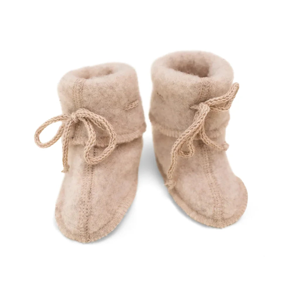 Engel Wollfleece Babyschühchen in Sand Melange