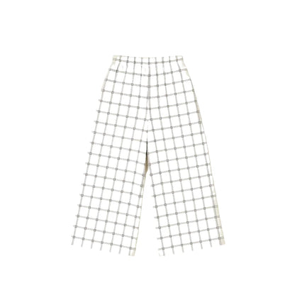 organic zoo Women's Check Wide Leg Pants in Navy Window