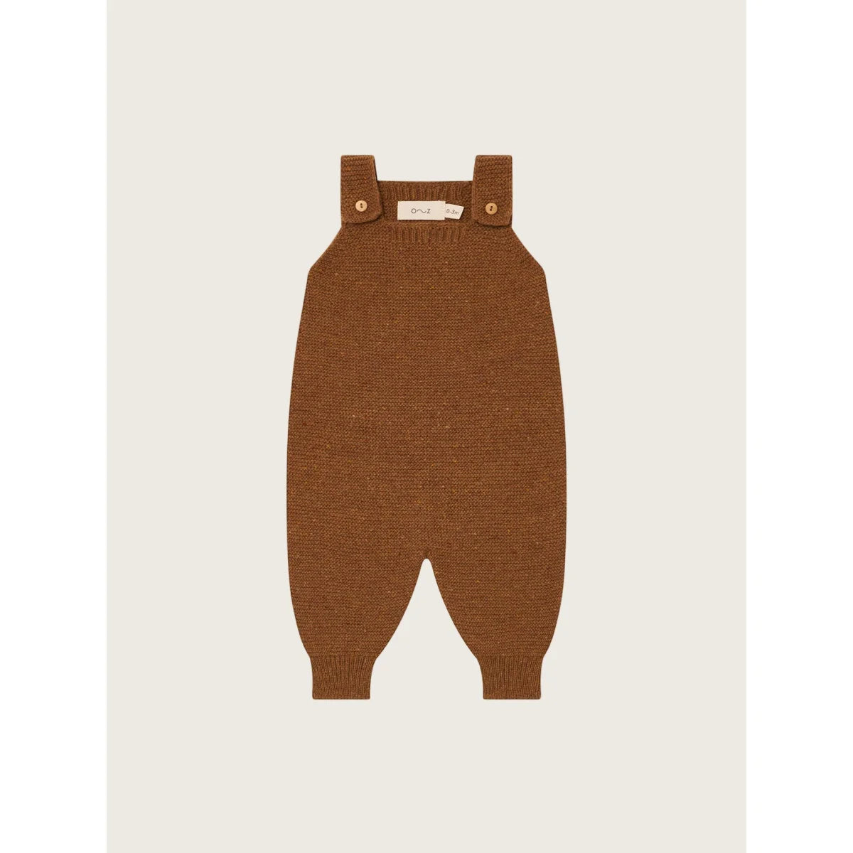 Braune Strick-Babykleidung mit Schulterknöpfen Wool Salopette Chestnut