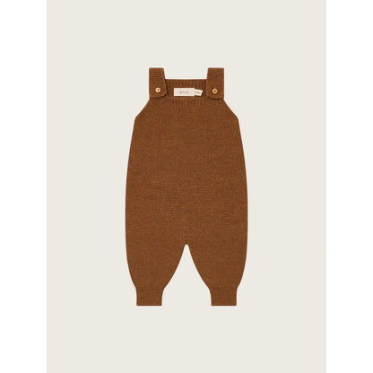 Braune Strick-Babykleidung mit Schulterknöpfen Wool Salopette Chestnut