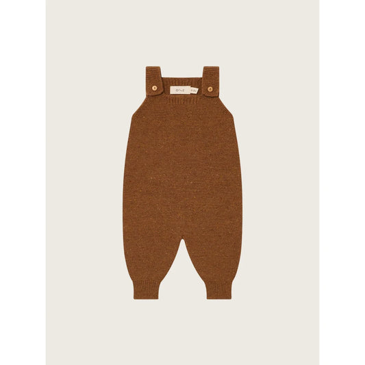 Braune Strick-Babykleidung mit Schulterknöpfen Wool Salopette Chestnut